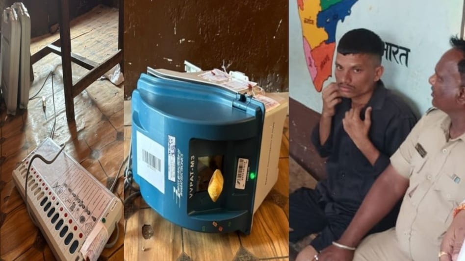 A voter broke the EVM with an axe: एक मतदाता ने कुल्हाड़ी से तोड़ा EVM मशीन, मतदान केंद्र पर मची अफ़रा तफ़री