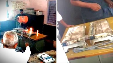 Maharashtra Madha Lok Sabha Election 2024 Evm Incident : मतदान करने आये एक शख्स ने ईवीएम(Evm) पर पेट्रोल डाल लगा दी आग