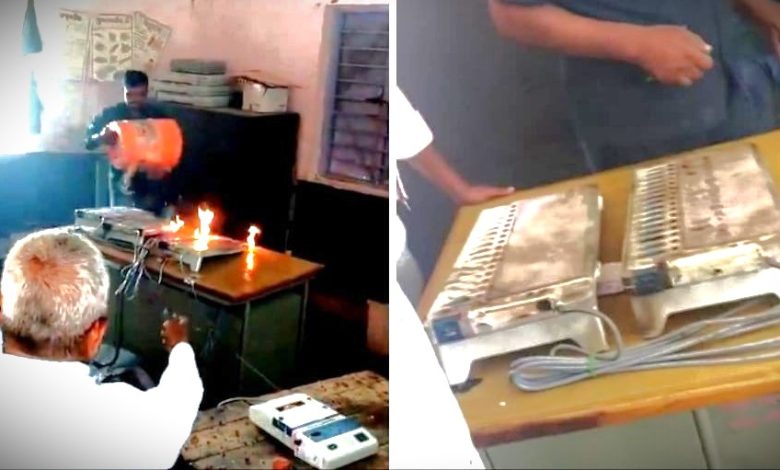 Maharashtra Madha Lok Sabha Election 2024 EVM Incident : मतदान करने आये एक शख्स ने ईवीएम(EVM) पर पेट्रोल डाल लगा दी आग