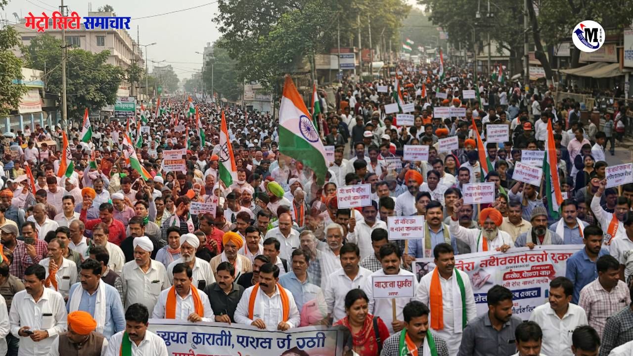 Nagpur:कांग्रेस का नागपुर में हल्लाबोल: सैकड़ों कार्यकर्ताओं ने शांति मार्च निकालकर सरकार के खिलाफ जताया विरोध