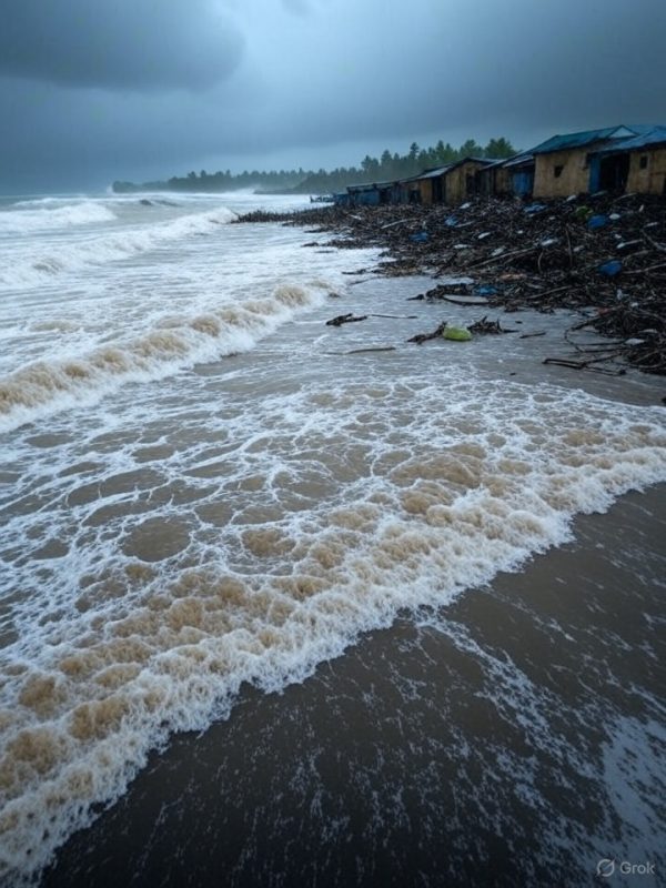 मीरा-भायंदर उत्तन में समुद्र की लहरों से घरों में पानी