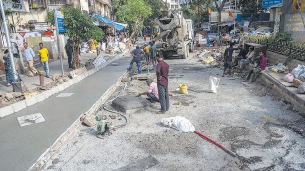 mira-bhayander road under construction debris all over the road causing accidents