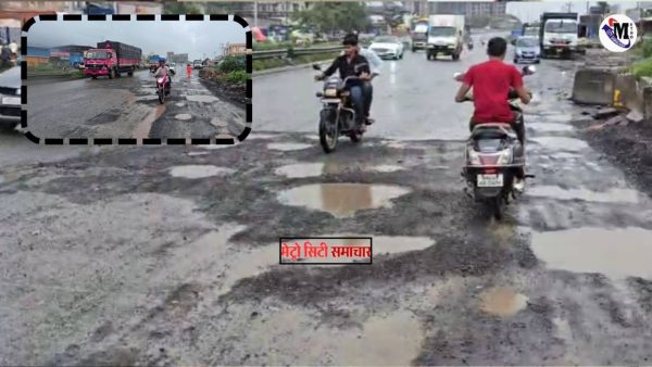 मुंबई-अहमदाबाद हाईवे पर गड्ढों से भरी सड़क और ट्रक जाम