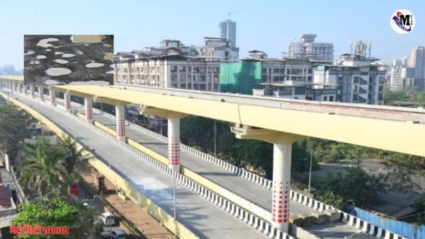बारिश के बाद इंदिरा गांधी फ्लाईओवर पर बने खतरनाक गड्ढे – भायंदर