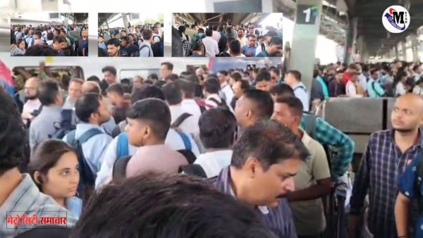 घाटकोपर-वर्सोवा मेट्रो में देरी और प्लेटफॉर्म पर भारी भीड़