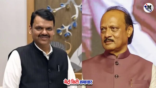 देवेंद्र फडणवीस और अजित पवार प्रेस कॉन्फ्रेंस में मराठी-हिंदी विवाद पर बोलते हुए