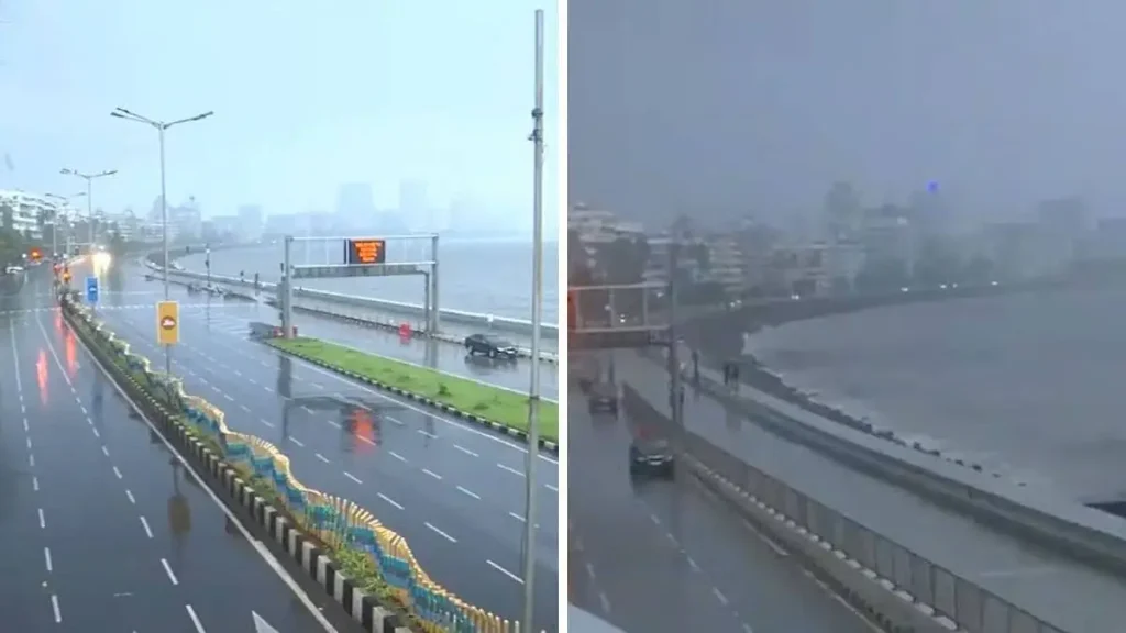 मुंबई मरीन ड्राइव पर बारिश के बाद जलभराव
