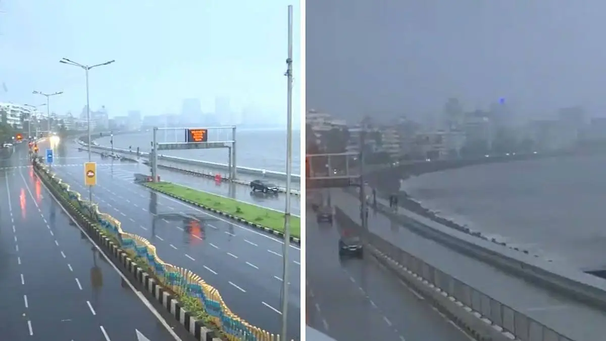 मुंबई मरीन ड्राइव पर बारिश के बाद जलभराव