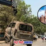 सड़क किनारे खड़े लावारिस वाहनों को हटाती ट्रैफिक पुलिस और मनपा टीम