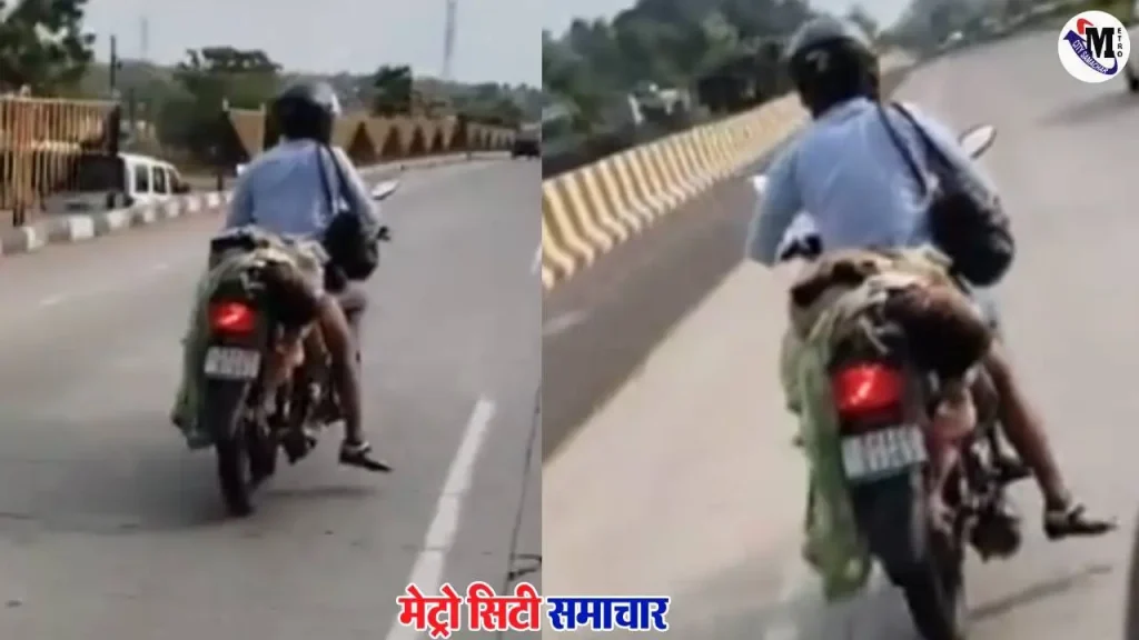 बाइक पर पत्नी का शव लेकर जा रहे अमित यादव - सिवनी सड़क हादसा