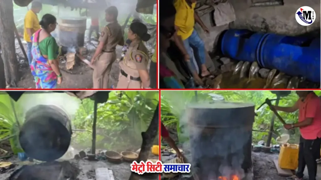 वसई फाटा अवैध शराब निर्माण पर पुलिस छापेमारी