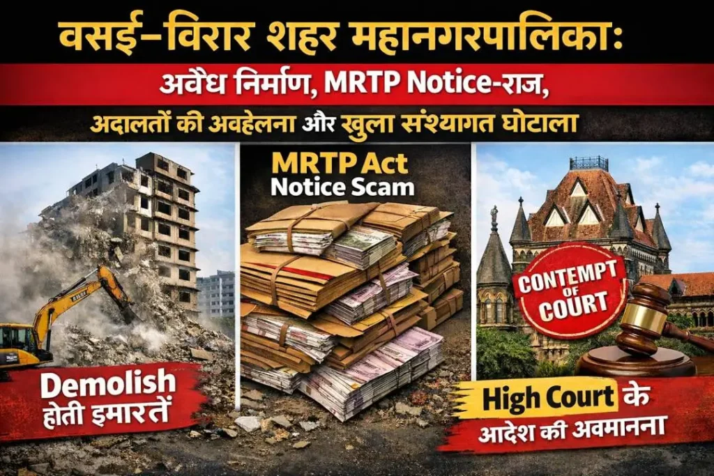 VVCMC Election: वसई–विरार महानगरपालिका-अवैध निर्माण,MRTP नोटिस-राज,अदालतों की अवहेलना और खुला संस्थागत घोटाला
