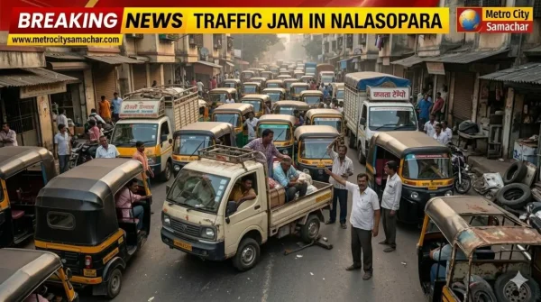 नालासोपारा में अवैध टेम्पो स्टैंड के कारण ट्रैफिक जाम की स्थिति