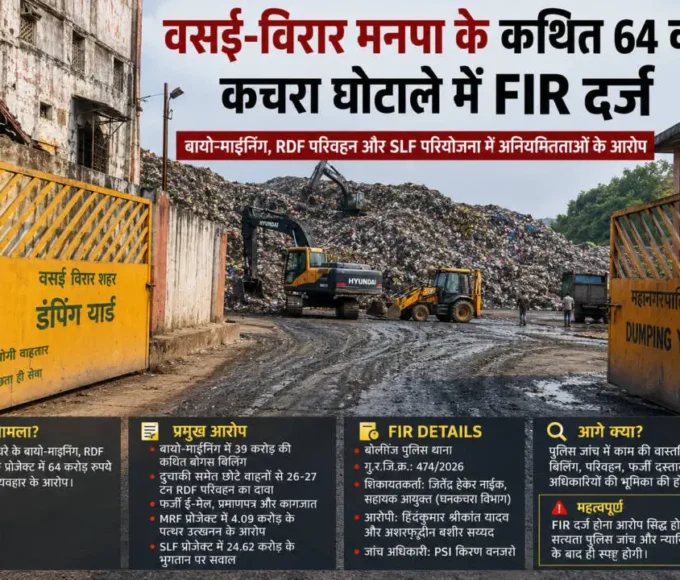 वसई-विरार मनपा में ₹64 करोड़ से अधिक के कथित कचरा घोटाले के आरोप