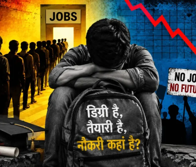 भारत में युवा रोजगार संकट और बेरोजगारी को दर्शाता चित्र