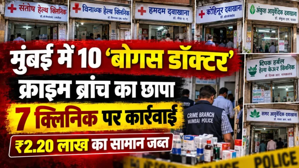 मुंबई में 10 कथित बोगस डॉक्टरों के खिलाफ क्राइम ब्रांच की कार्रवाई और 7 क्लिनिक पर छापेमारी