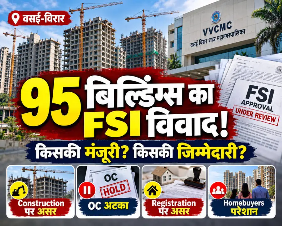 वसई-विरार के 95 redevelopment projects में additional FSI permissions पर VVCMC की जांच और विवाद