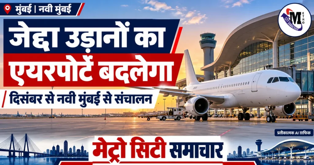 अकासा की जेद्दा उड़ानें दिसंबर से नवी मुंबई एयरपोर्ट शिफ्ट होने की खबर का प्रतीकात्मक AI ग्राफिक