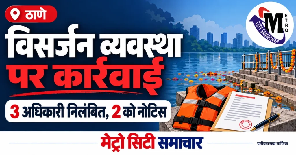 ठाणे की मासुंदा झील पर विसर्जन व्यवस्था में कार्रवाई का प्रतीकात्मक MCS ग्राफिक