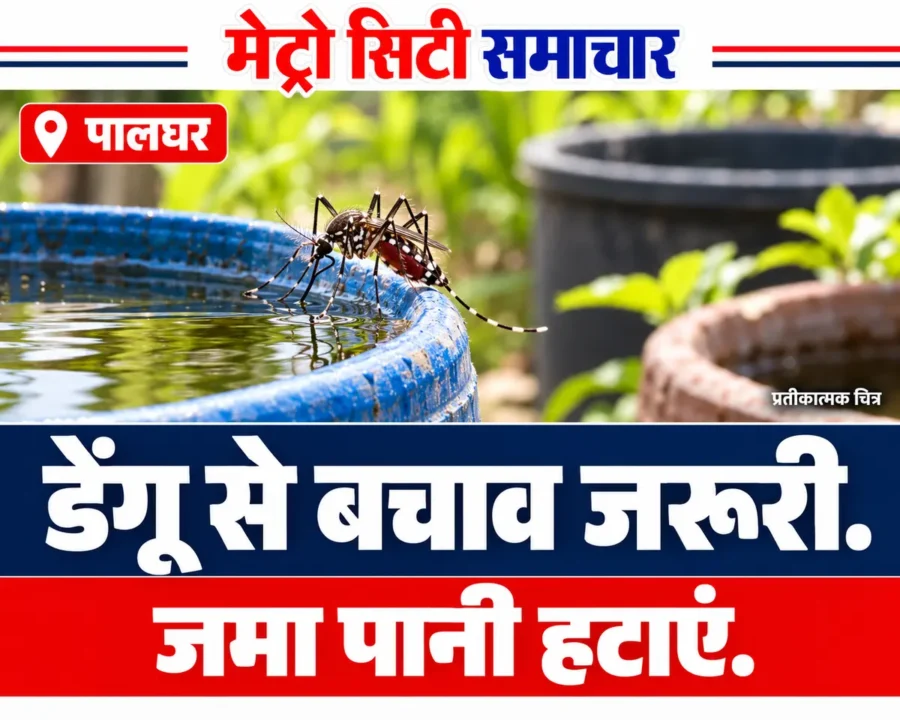 पालघर में डेंगू से बचाव के लिए पानी ढकने और मच्छर नियंत्रण का प्रतीकात्मक AI चित्र