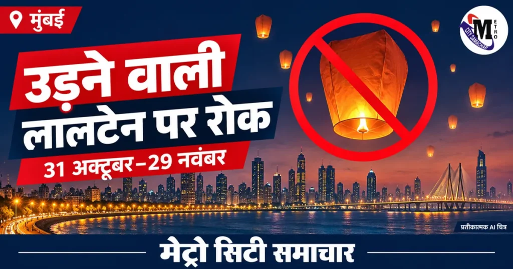 मुंबई में 31 अक्टूबर से उड़ने वाली लालटेन की बिक्री, इस्तेमाल और भंडारण पर रोक — प्रतीकात्मक AI चित्र