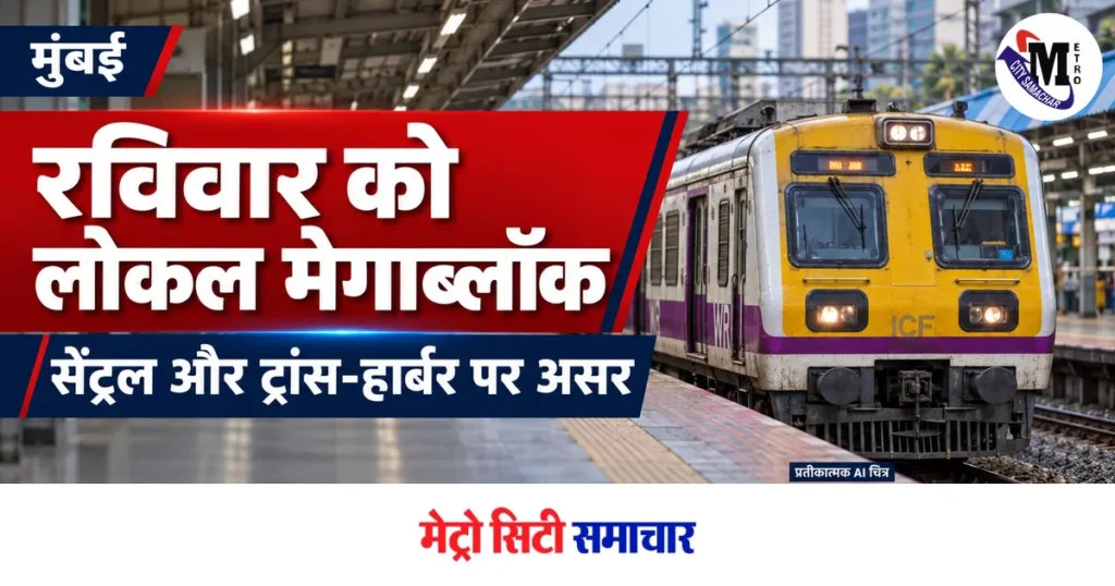 मुंबई लोकल ट्रेन का प्रतीकात्मक AI चित्र; रविवार के सेंट्रल और ट्रांस-हार्बर मेगाब्लॉक की जानकारी