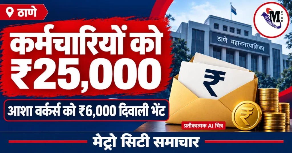 ठाणे मनपा और परिवहन कर्मचारियों को ₹25,000 दिवाली अनुदान, आशा वर्कर्स के लिए ₹6,000 की घोषणा — प्रतीकात्मक AI चित्र