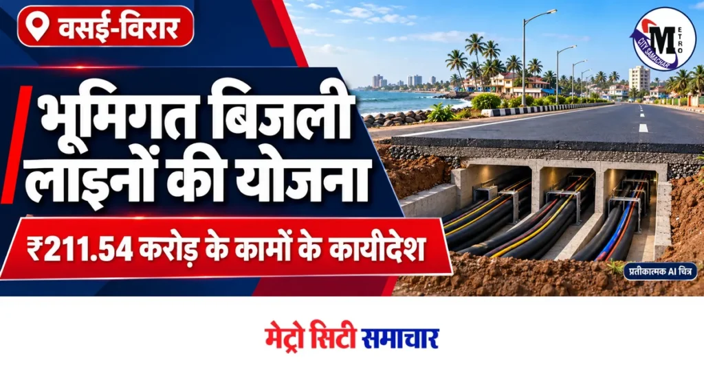 वसई के तटीय इलाकों में ₹211.54 करोड़ की भूमिगत बिजली योजना के कार्यादेश, सड़क खुदाई की मंजूरियां बाकी — प्रतीकात्मक AI चित्र